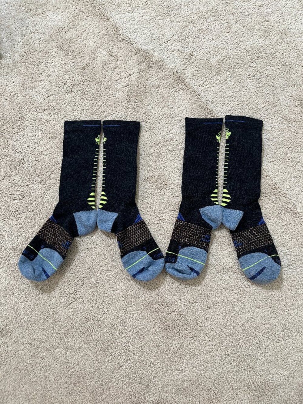 2-Pack New BOMBAS merino wool blend Midweight Crew Calf Socks XL Unisex Blue